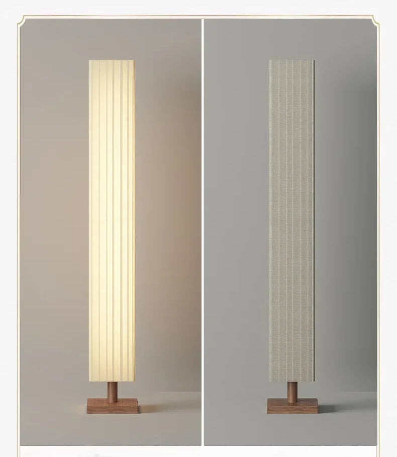 Two floor lamps with different lampshades on a gray background