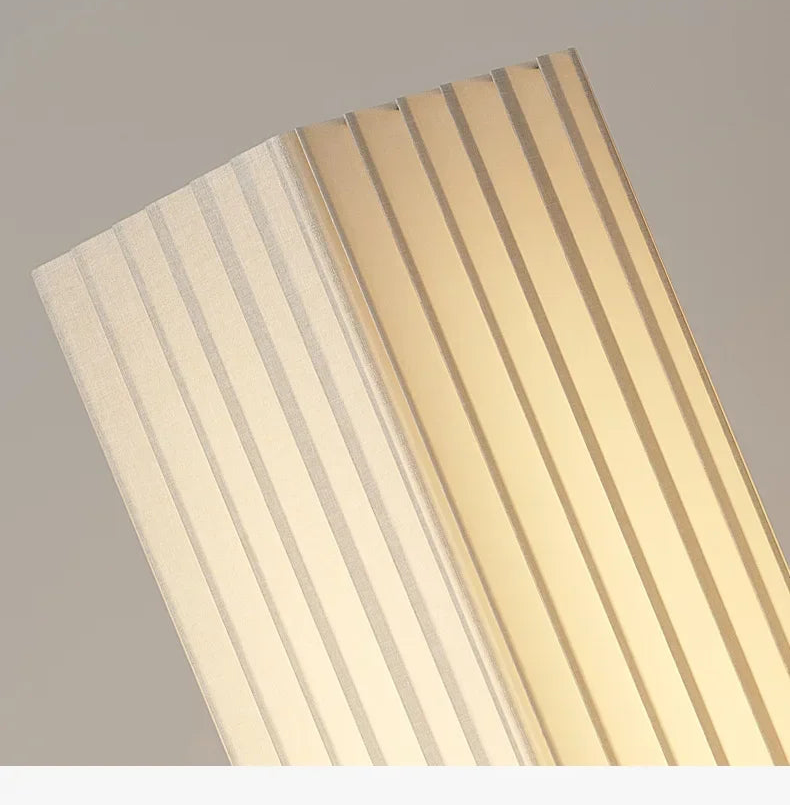 Cotton and linen fabric lampshade on a gray background with text