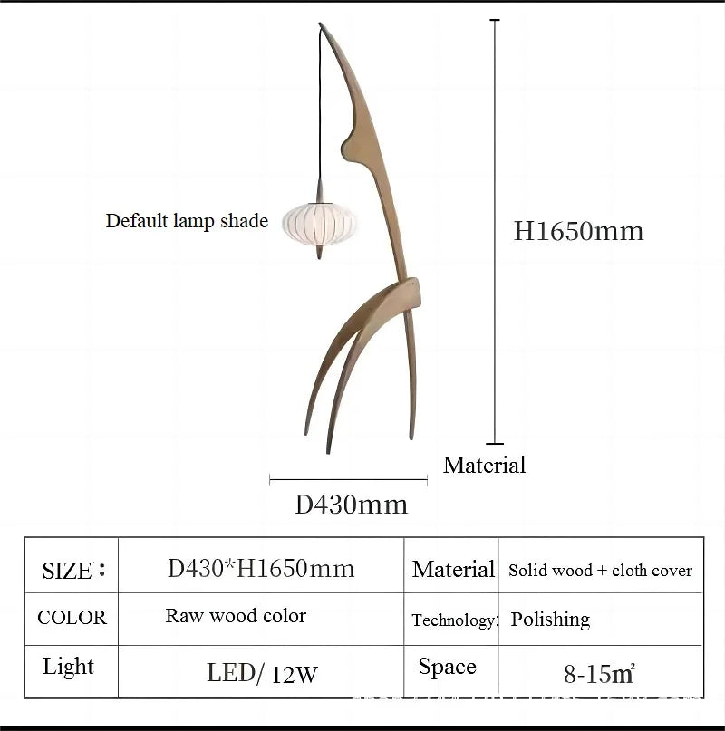 Japanese Modern Walnut Solid Wood Floor Lamp – Minimalist Standing Light for Living Room, Bedroom, Bedside